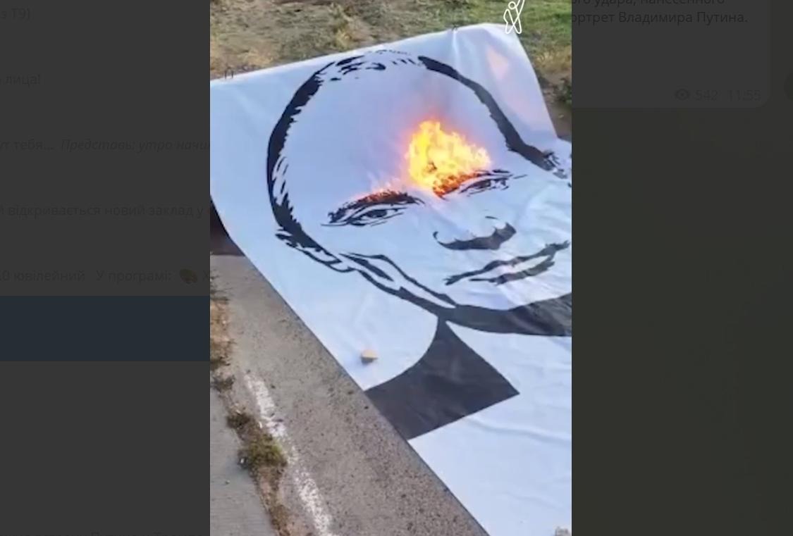 Georgia Burns Putin's Portrait on Anniversary of 2008 Conflict