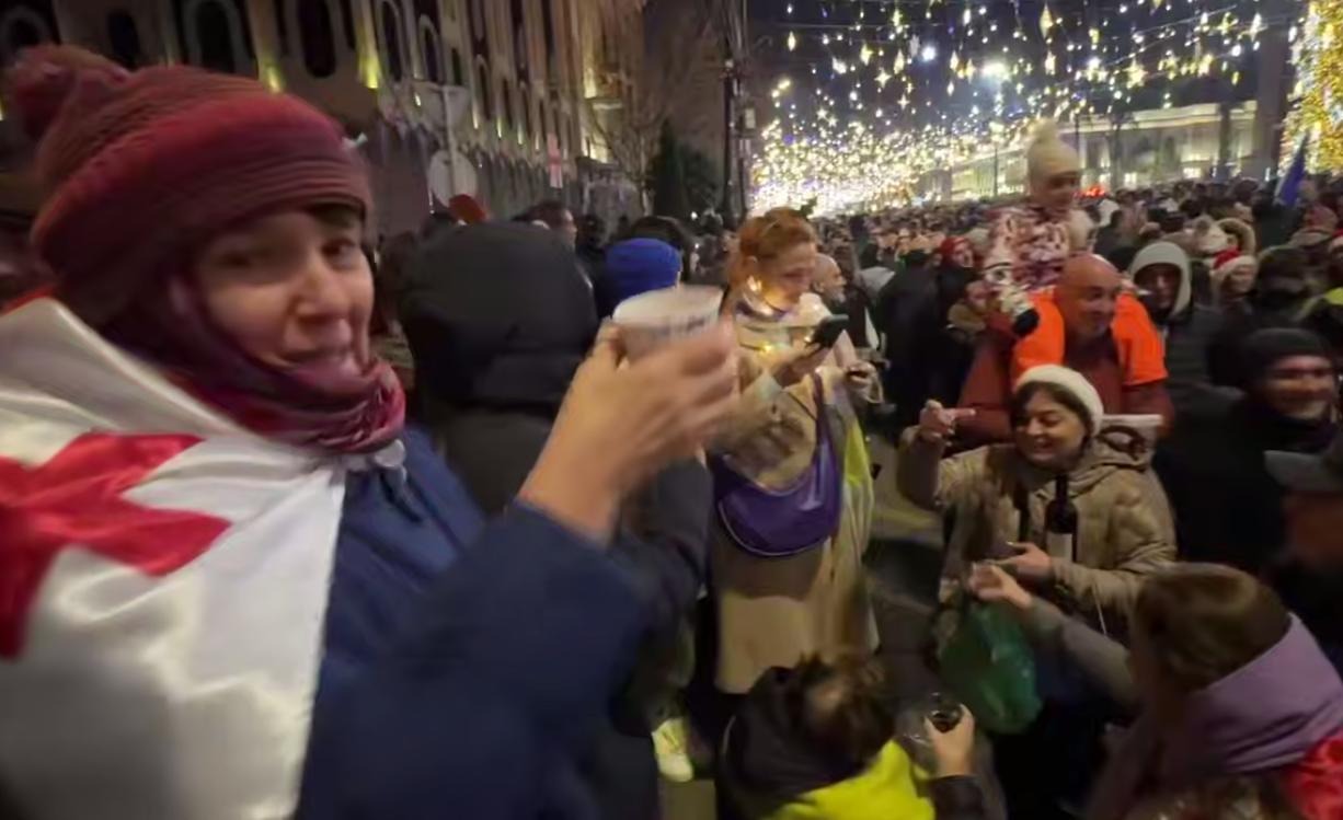 In Georgia, a New Year's protest meeting was held on Rustaveli Avenue