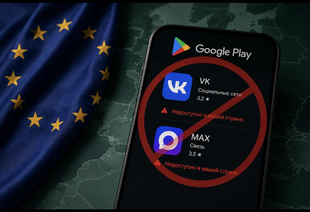 Google Play удалил VK и MAX из-за санкций ЕС