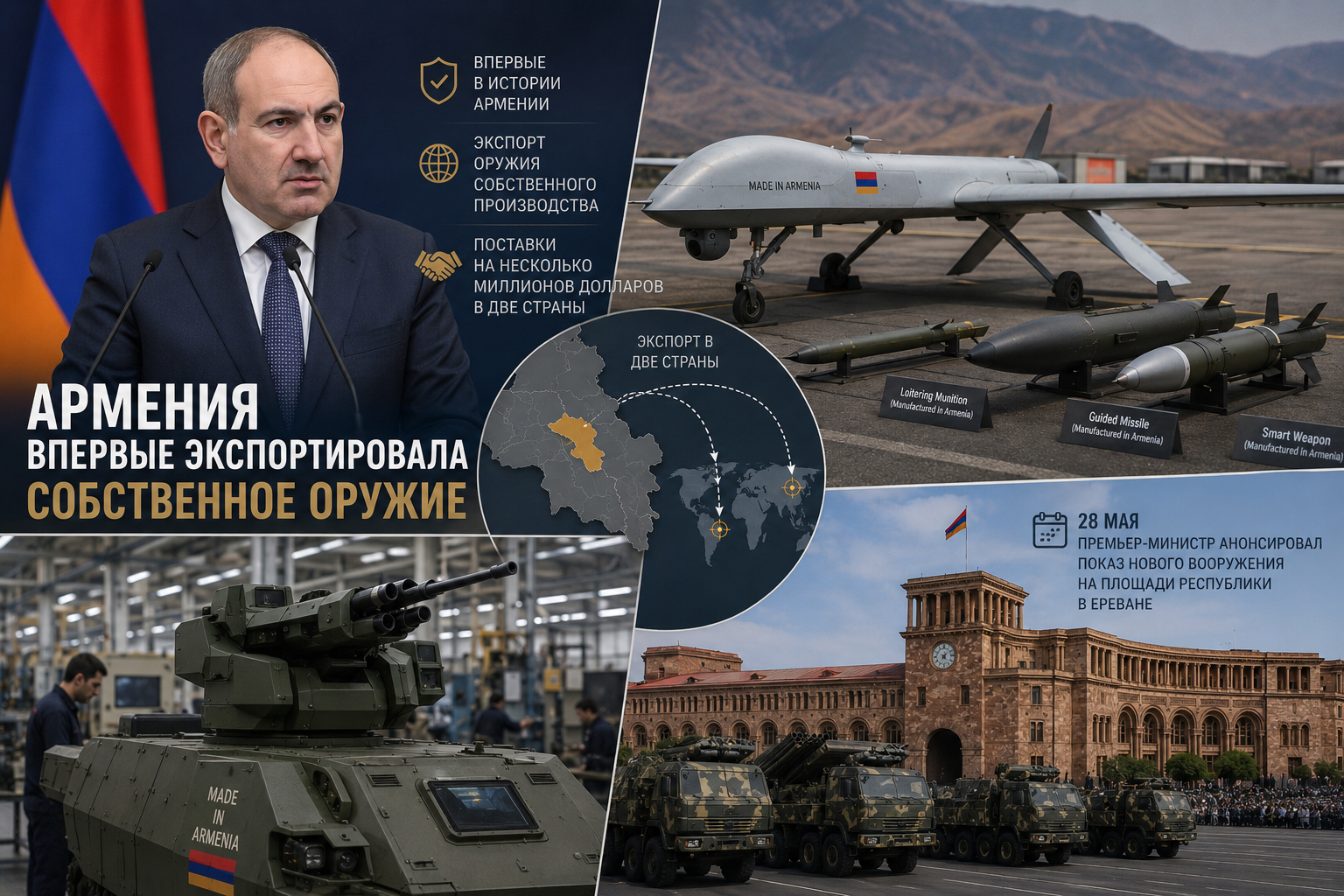 Ереван сообщил о первой поставке армянского оружия за рубеж