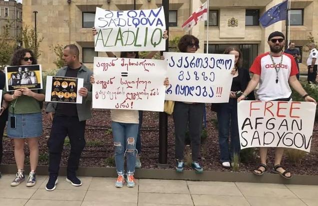 A rally in support of Afgan Sadygov was held in front of the government administration building in Georgia